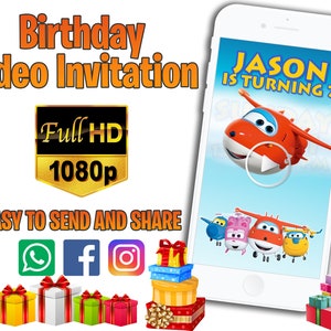 Super Wings Video Invitation, Super Wings Invitation, Super Wings Birthday, Super Wings Party, Video Invitation, Digital File