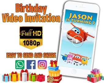 Super Wings Video Invitation, Super Wings Invitation, Super Wings Birthday, Super Wings Party, Video Invitation, Digital File