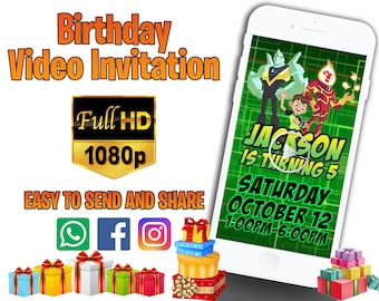 Ben 10 Video Invitation, Ben 10 Invitation, Ben 10 Birthday, Ben 10 Party, Video Invitation, Digital File