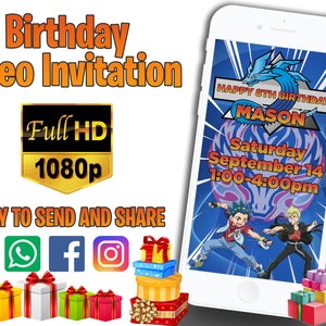 Beyblade Video Invitation, Beyblade Invitation, Beyblade Birthday, Beyblade Party, Video Invitation, Digital File