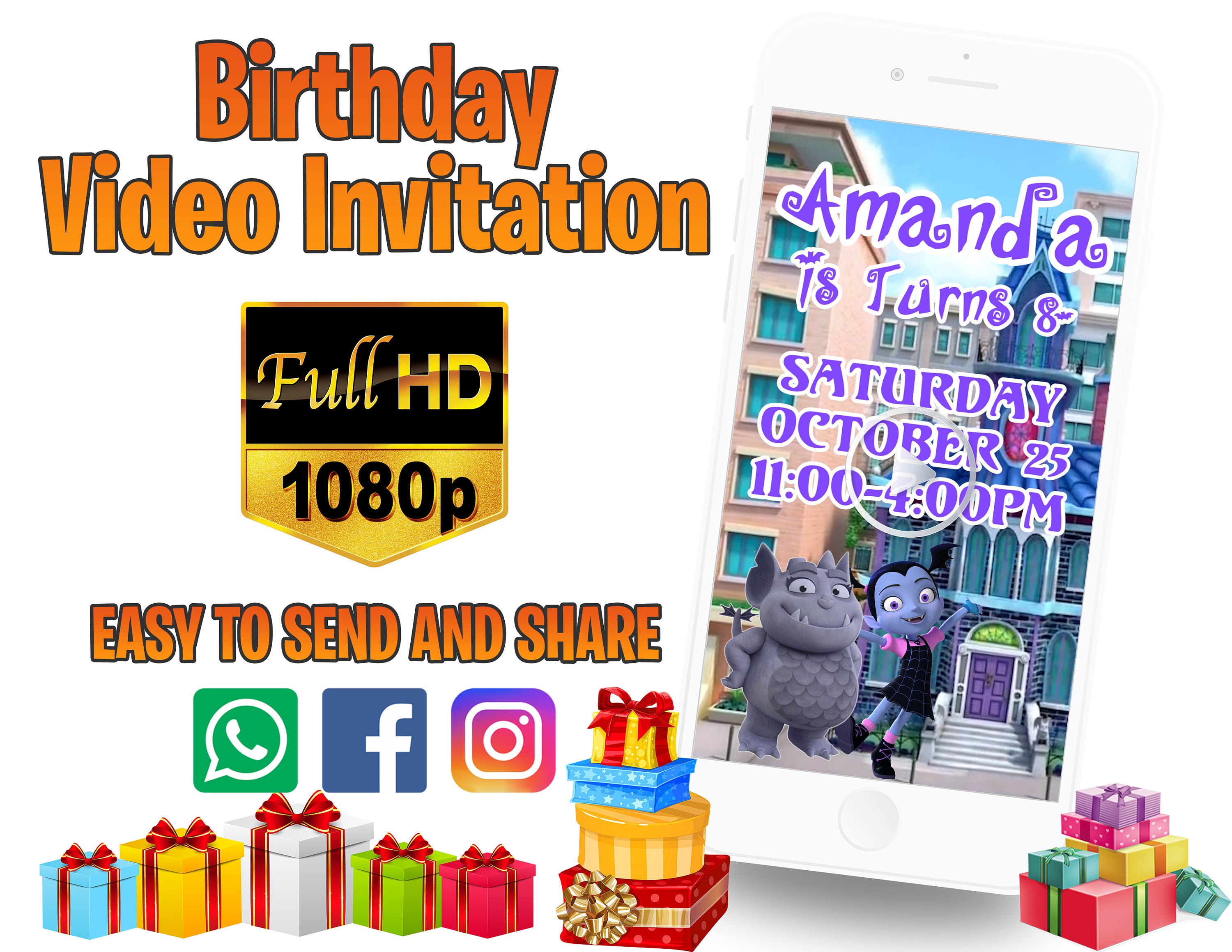 Vampirina Video Invitation, Vampirina Invitation, Vampirina Birthday, Vampirina Party, Video Invitation, Digital File