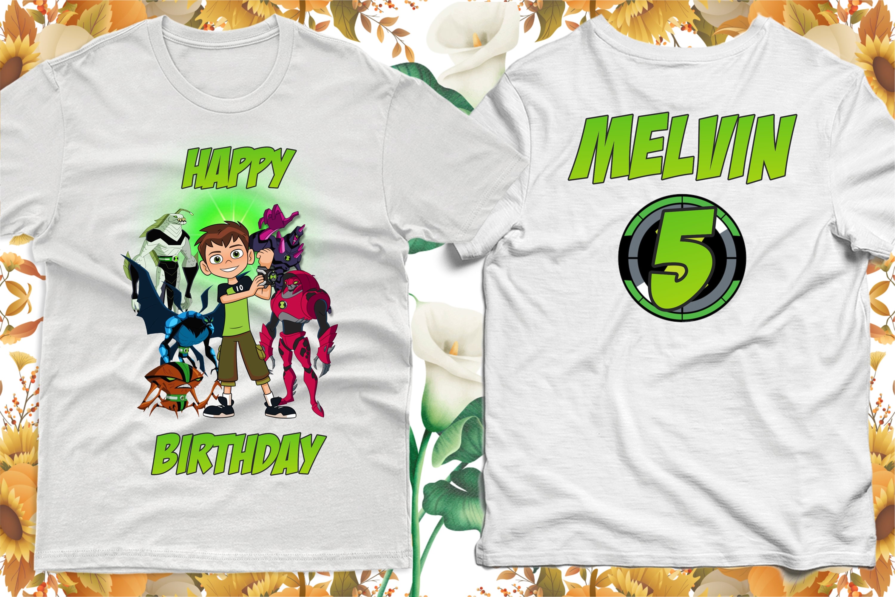 Ben 10 Iron on Transfer, Ben 10 Front Back Shirt, Ben 10 Birthday