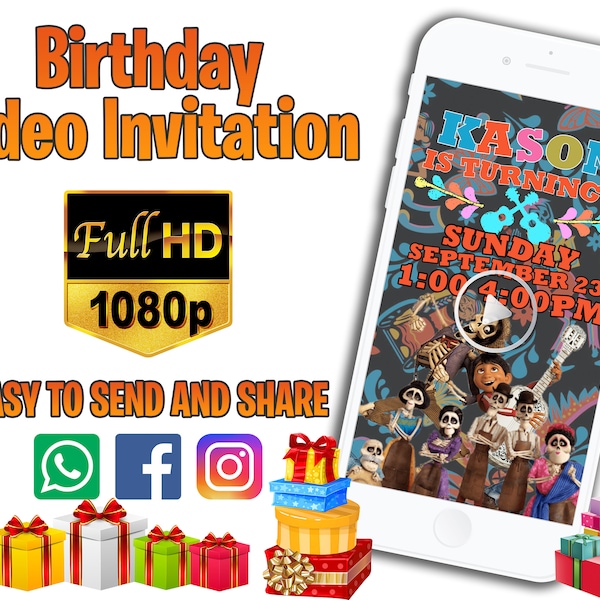 Coco Video Invitation, Coco Invitation, Coco Birthday, Coco Party, Video Invitation, Digital File