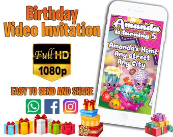 Shopkins Video Invitation, Shopkins Invitation, Shopkins Birthday, Shopkins Party, Video Invitation, Digital File