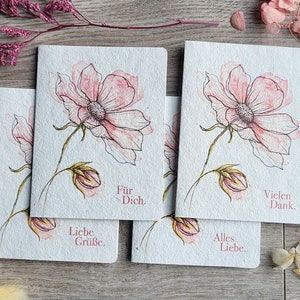 Blühende Grüße | 4er-Set Klappkarten | verschiedene Motive | pflanzbares Papier mit Wildblumenkernen | 9 x 12 cm