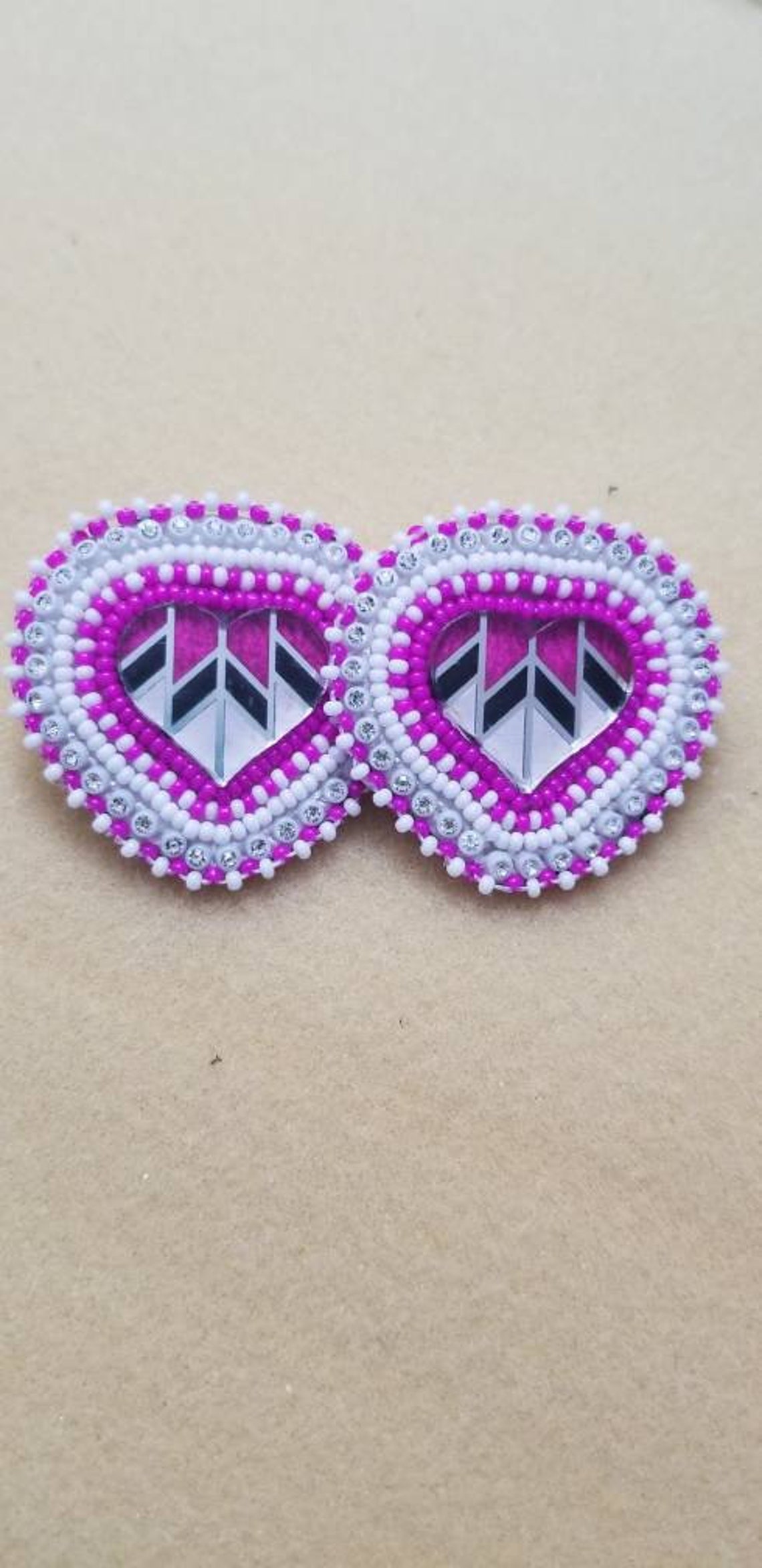 Native american beaded heart earrings Etsy