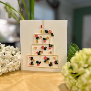 Kuchen Karte, Quilled Grußkarte, Geburtstag, Feier, Jubiläum, handgemachte Karte