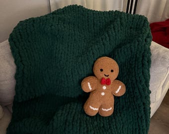 Forest Green Chunky Knit Blanket