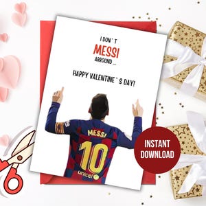 Lionel Messi |  The Goat | Football | Happy Valentine's Day | Printable Card | Digital Card | Instant Download | Boyfriend Gift | Barcelona