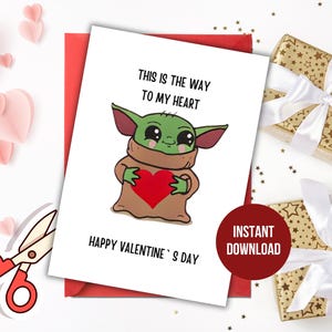 Baby Yoda / Star Wars / Feliz día de San Valentín / La mejor tarjeta de Yoda / Tarjeta digital / Descarga instantánea / Regalo para novio /