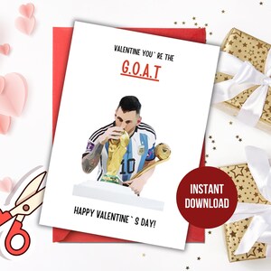 Lionel Messi |  The Goat | Football | Happy Valentine's Day | Printable Card | Digital Card | Instant Download | Boyfriend Gift | Barcelona