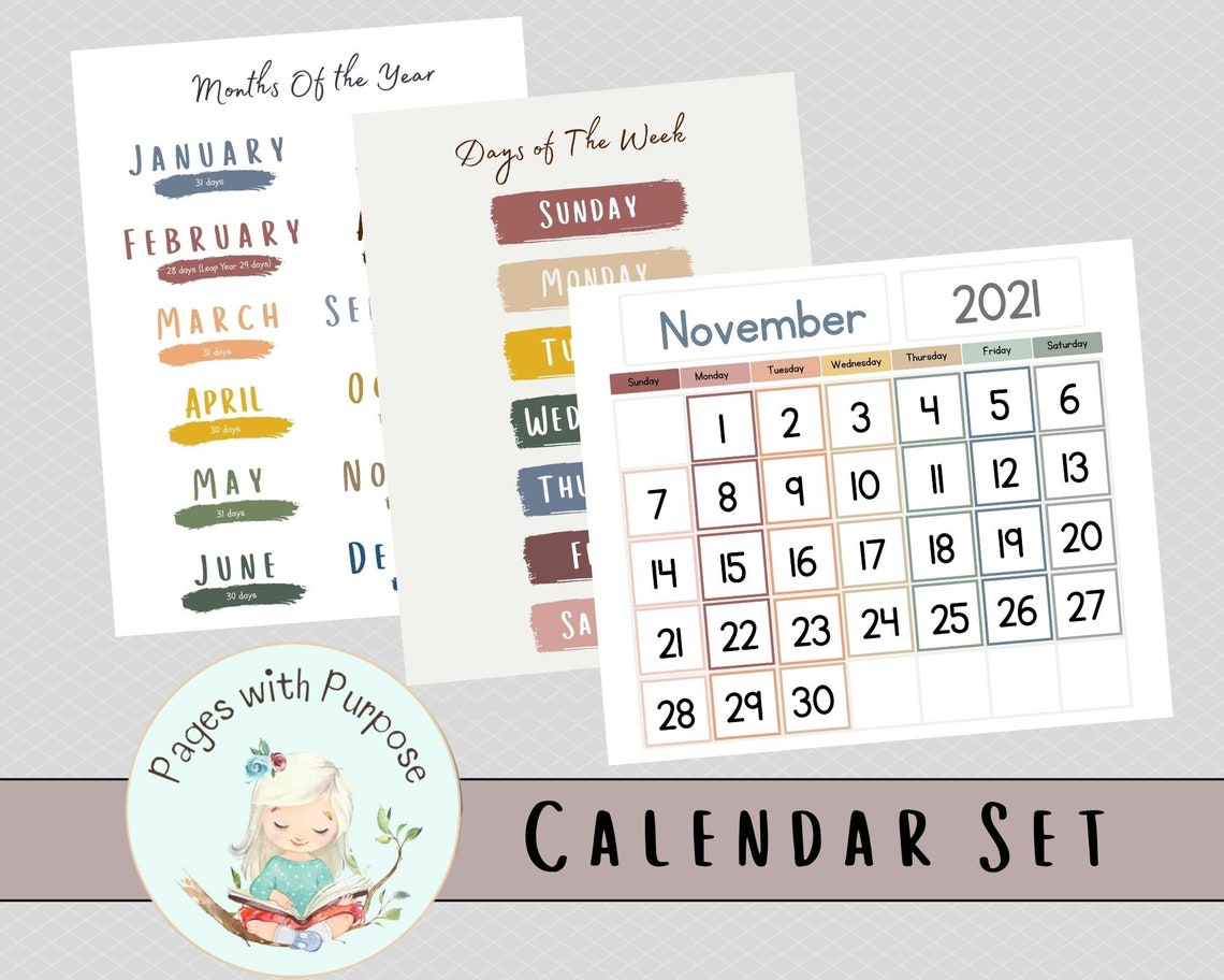 Learning Calendar Printable Calendar Homeschool Resources | Etsy