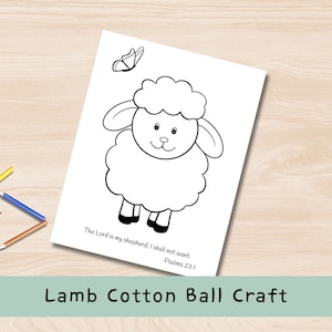 Lamb Cotton Ball Craft Bible Verse Kids Paper Craft Instant Download ...