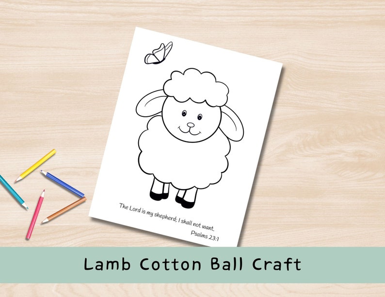 Lamb Cotton Ball Craft Bible Verse Kids Paper Craft Instant Download ...