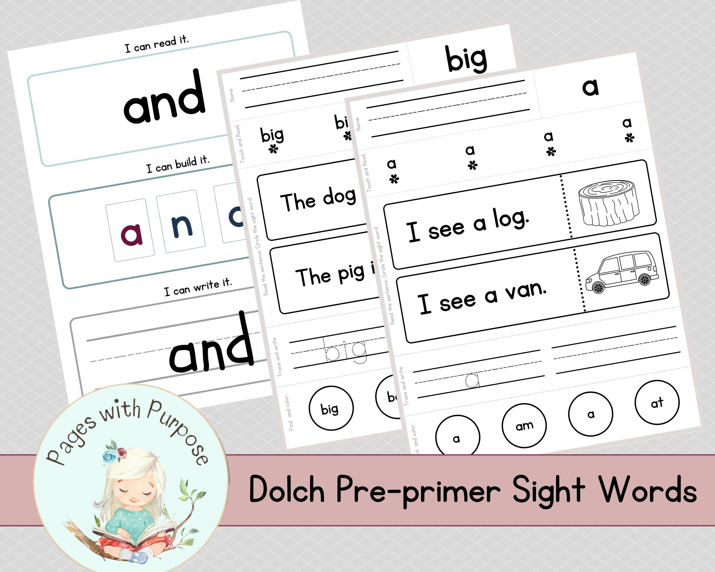 pre primer dolch sight word bundle