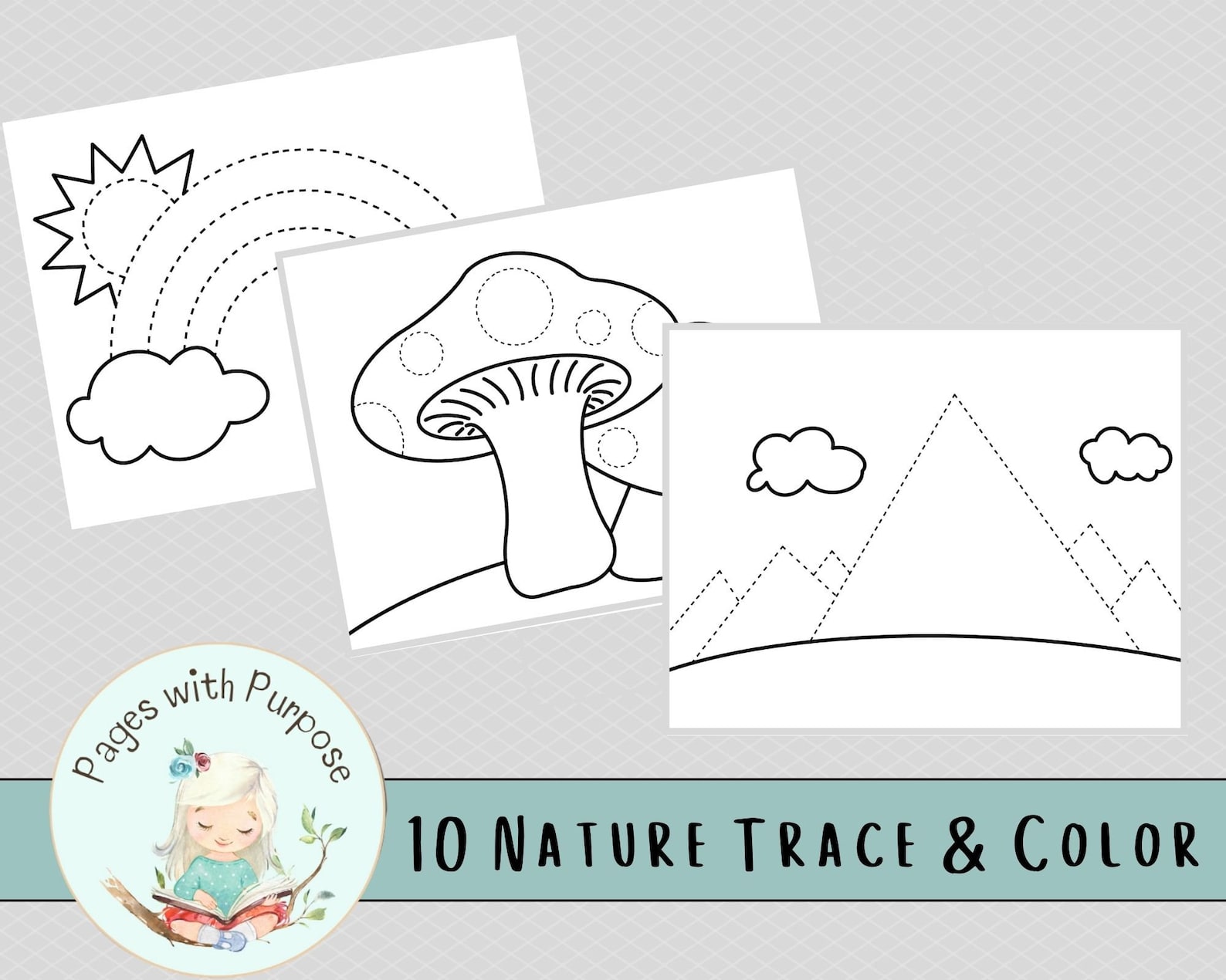 Nature Trace and Color Tracing 10 pages Preschool Etsy