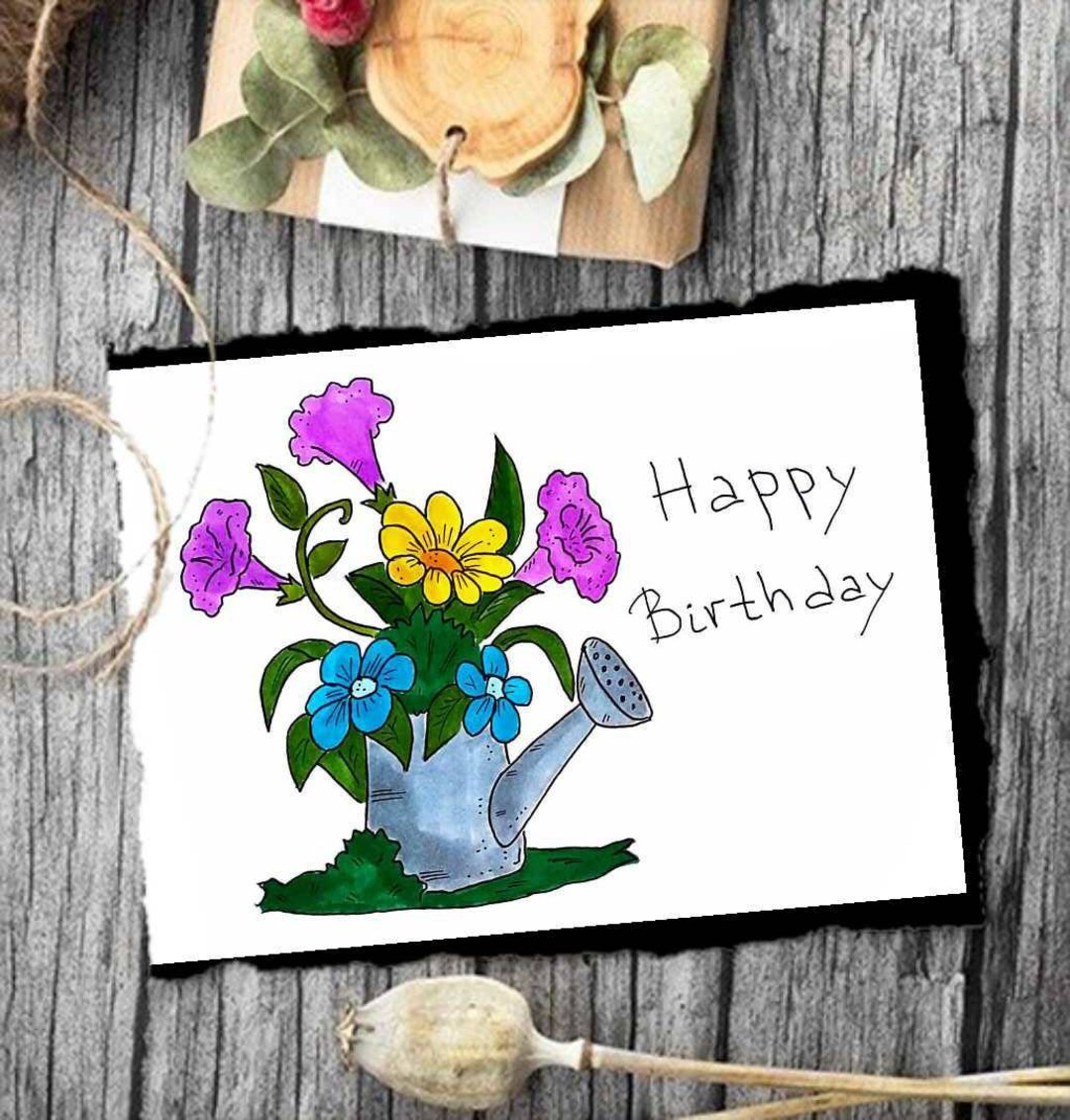 Happy Birthday Gardener Card Print. Gardening Greeting Card. - Etsy