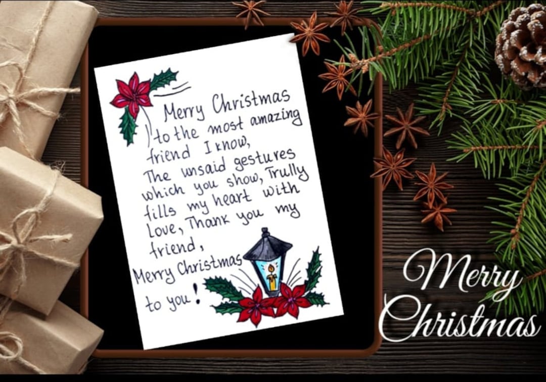 Buy Christmas Message for Friend Card Print. Merry Christmas ...