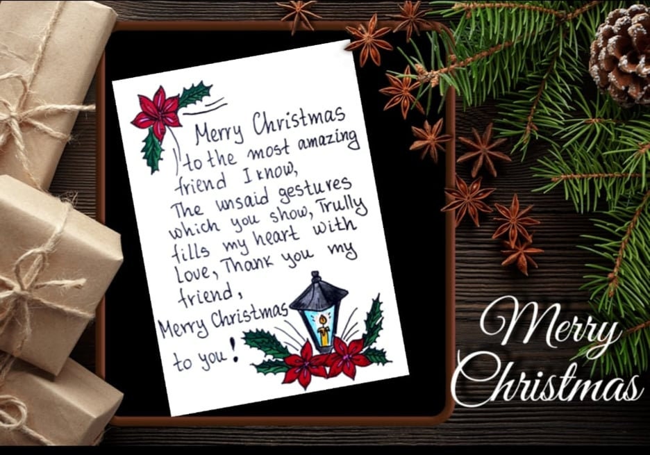 Christmas Message for Friend Card Print. Merry Christmas Wishes Friends ...