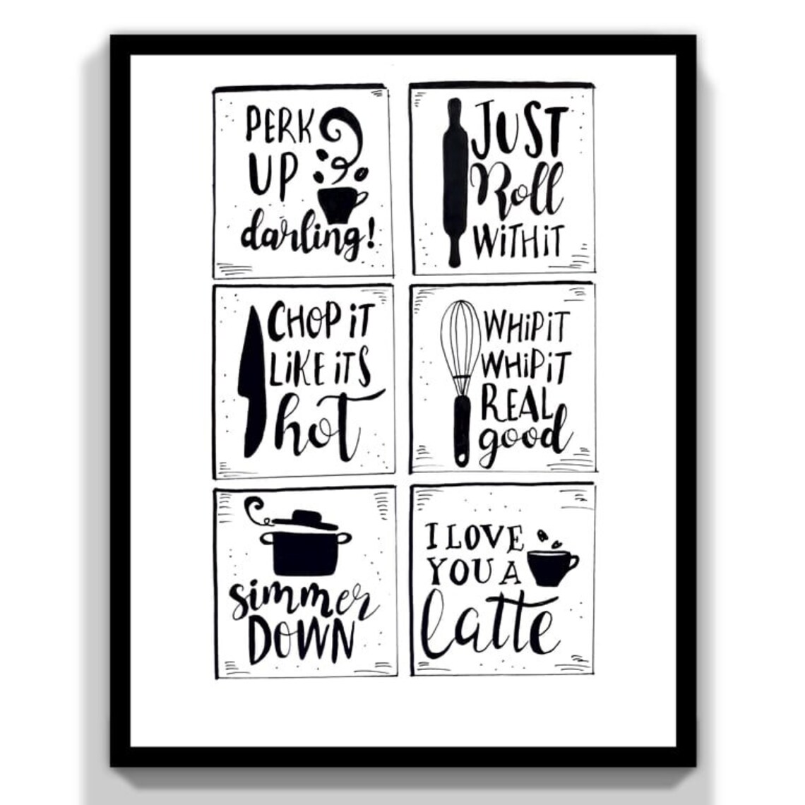 Set of 4 Black and White Kitchen Conversion Wall Art Printable - Etsy
