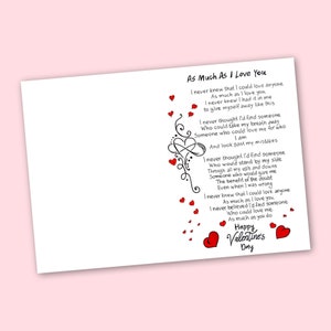 Valentines Day Husband Printable Card With Romantic Message. Love Card ...