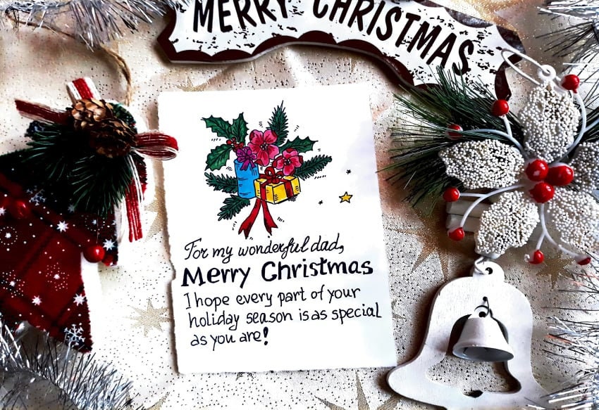 Christmas Card for Dad. Merry Christmas Message Card for Dad. Christmas ...