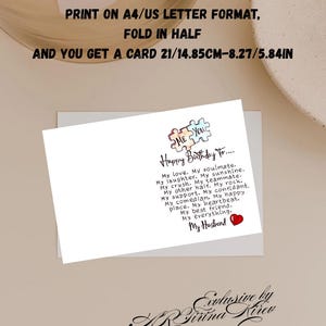 Happy Birthday Husband Card Print. Husband Birthday Card Printable. Greeting Card for My Husband. Happy Birthday to My Husband Card. image 2