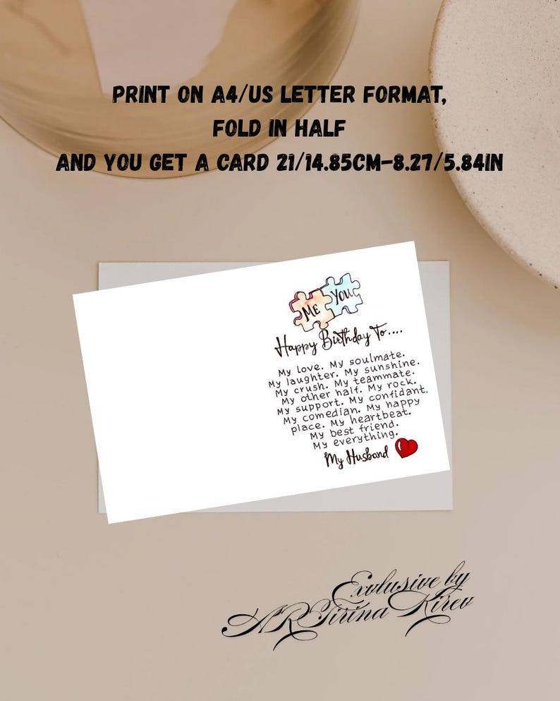 Happy Birthday Husband Card Print. Husband Birthday Card Printable. Greeting Card for My Husband. Happy Birthday to My Husband Card. image 2