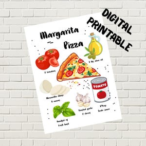 Pizza Art Recipe Print. 2 Digital Poster.Kitchen Wall Art Decor. Italian Restaurant Wall Art Decor. Pizza Art Poster.Digital Download. image 5