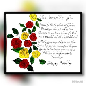 Impression de carte de message d'anniversaire de fille. À une carte de fille spéciale pour l'anniversaire. Carte de voeux d'anniversaire fille.