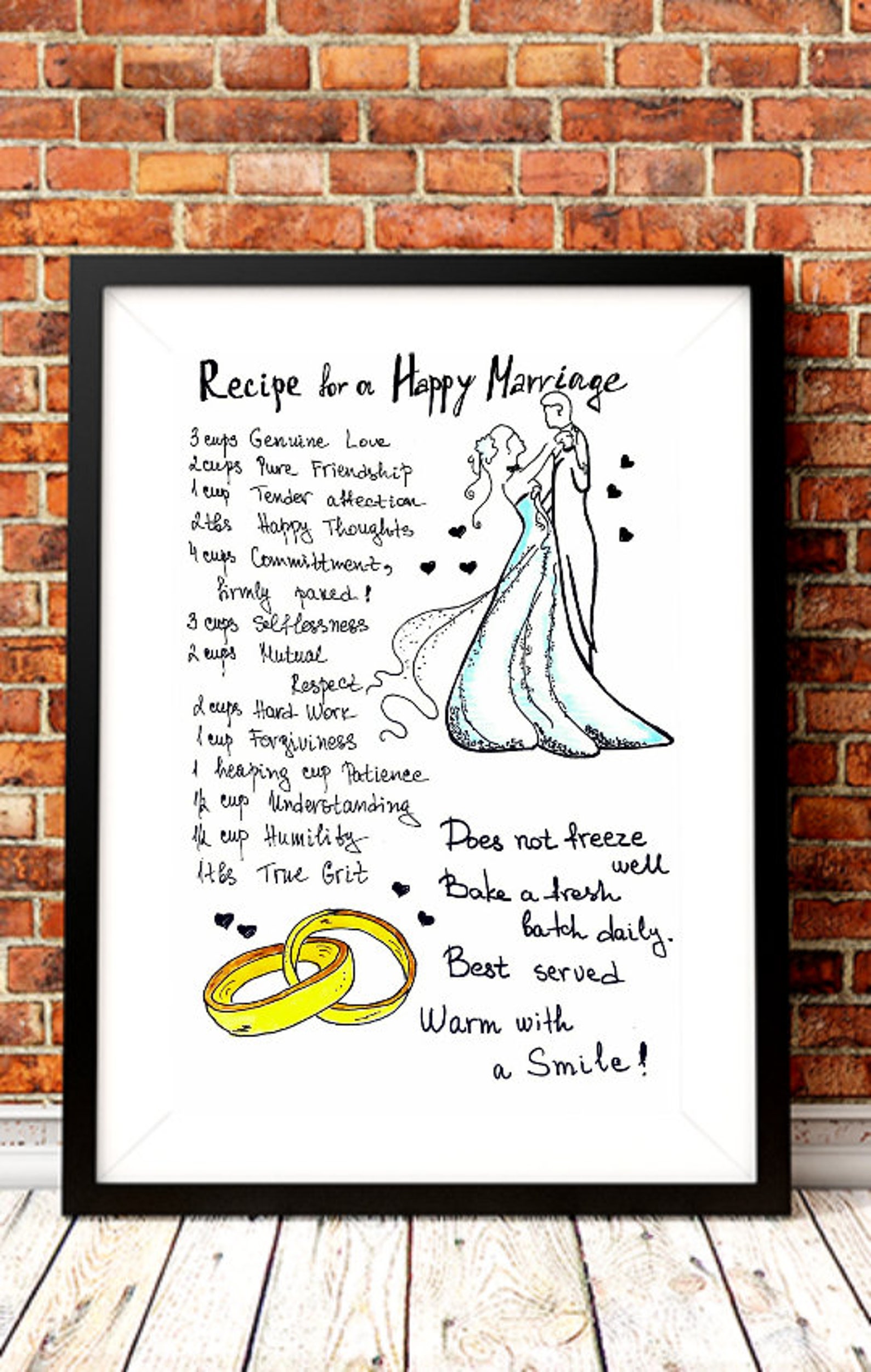 Recipe for Happy Marriage. Wedding Gift print. Marriage | Etsy
