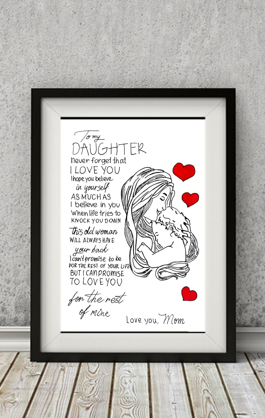To My Daughter Card Print. Special Poem Print for Daughter. Gift for ...