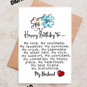 Happy Birthday Husband Card Print. Husband Birthday Card Printable. Greeting Card for My Husband. Happy Birthday to My Husband Card. image 1