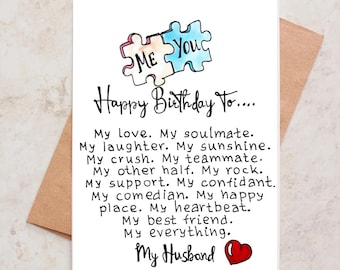 Happy Birthday Husband Card Print. Husband Birthday Card Printable. Greeting Card for My Husband. Happy Birthday to My Husband Card.