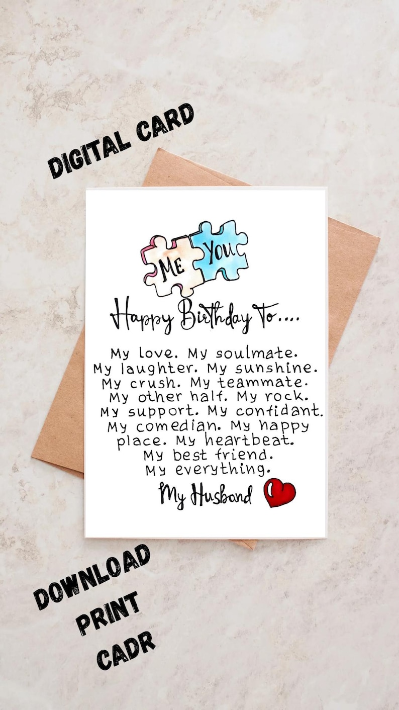 Happy Birthday Husband Card Print. Husband Birthday Card Printable. Greeting Card for My Husband. Happy Birthday to My Husband Card. image 1