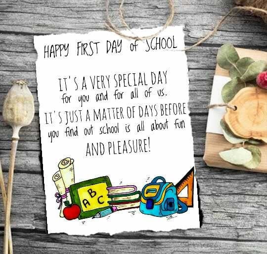 First Day of School Printable Card With Message. Good Luck at School ...