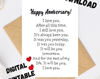 Husband Anniversary Card print. Happy Anniversary Card For Him. I love you Card For Husband. You Are The love Of My Life Digital Card.