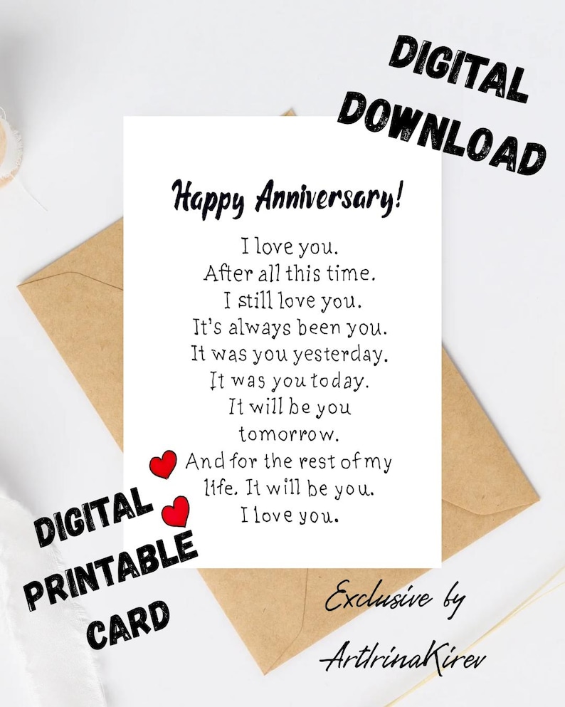 Husband Anniversary Card Print. Happy Anniversary Card for Him. I Love ...