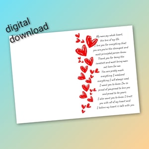 Tarjeta de marido romántico imprimible. Tarjeta de regalo de cumpleaños del marido. A la tarjeta de mi marido. Te amo cardarlo. Descarga digital. Tarjeta imprimible.