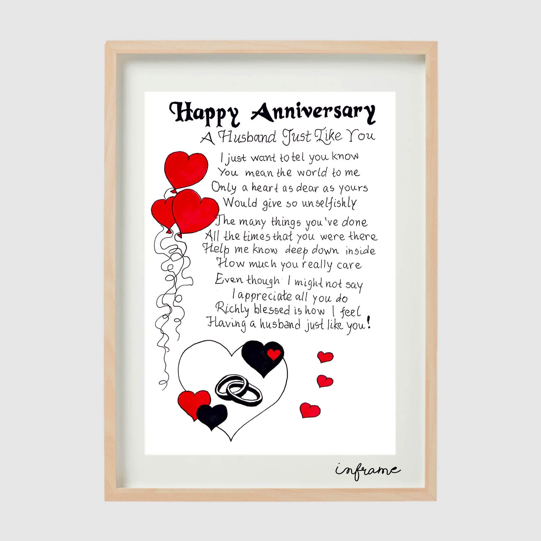 Printable Anniversary Husband Gift Card. to My Husband Anniversary Card ...