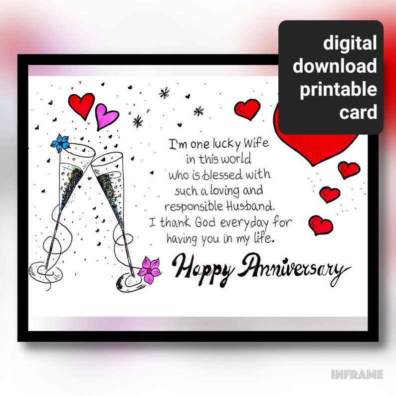 Happy Anniversary Husband Gift Card Printable. to My Husband Card ...