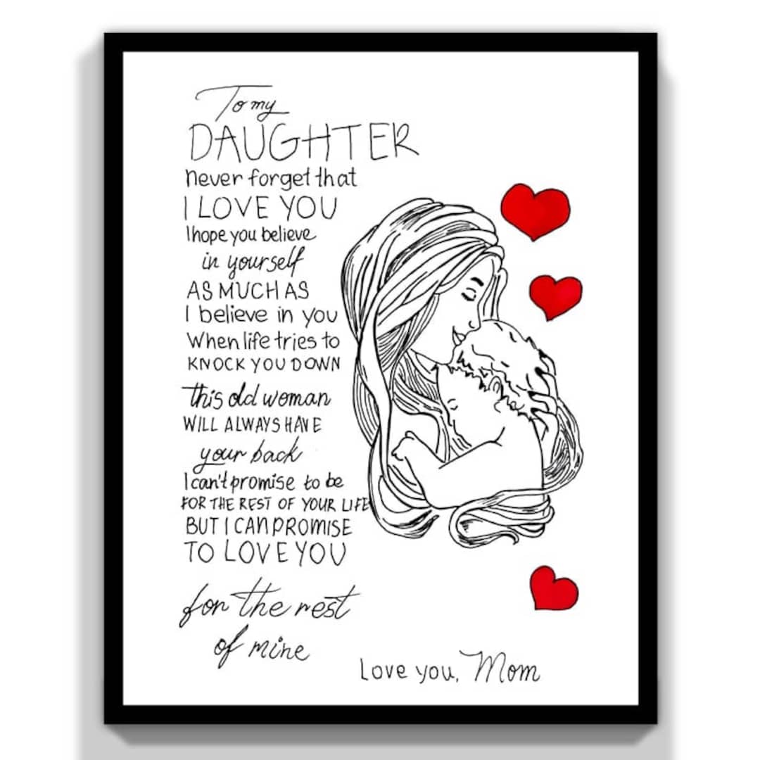 To My Daughter Card Print. Special Poem Print for Daughter. Gift for  Daughter. Love From Mom. Printable Card for Daughter. Birthday Daughter -  Etsy ...