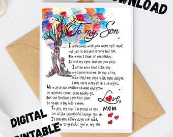 An meinen Sohn Liebe von Mama Karte. To My Son Geschenk Digitaldruck. Spezielles Gedicht für Sohn. Digital Download.Printable Karte.