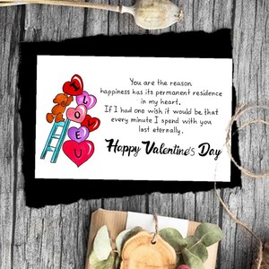 Impression de carte de Saint-Valentin. Carte de bonne Saint-Valentin avec message pour le mari. Carte romantique pour lui. Message de carte d’amour.
