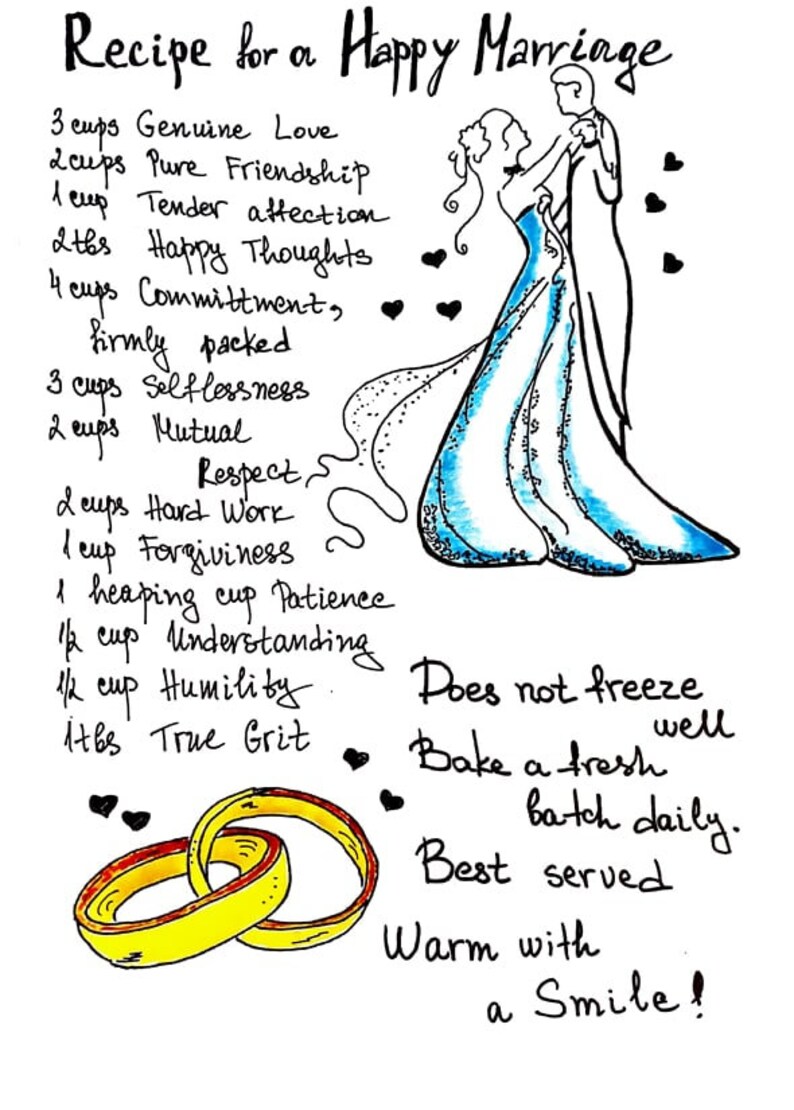 Recipe for Happy Marriage. Wedding Gift Print. Marriage - Etsy