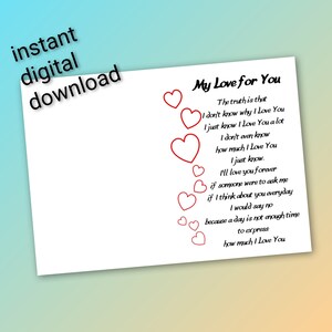 To My Husband Printable Gift Card. Romantic Card Him. Love Message Husband Card. Anniversary Husband Card. Valentines Day Card Him.