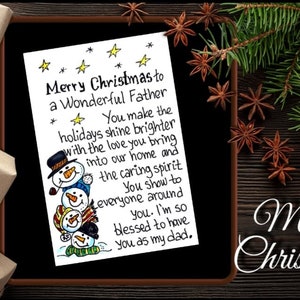 Vrolijke kerstkaart voor vader. Kerstkaarten voor papa. Kerst wenskaart voor papa. Digitaal downloaden.