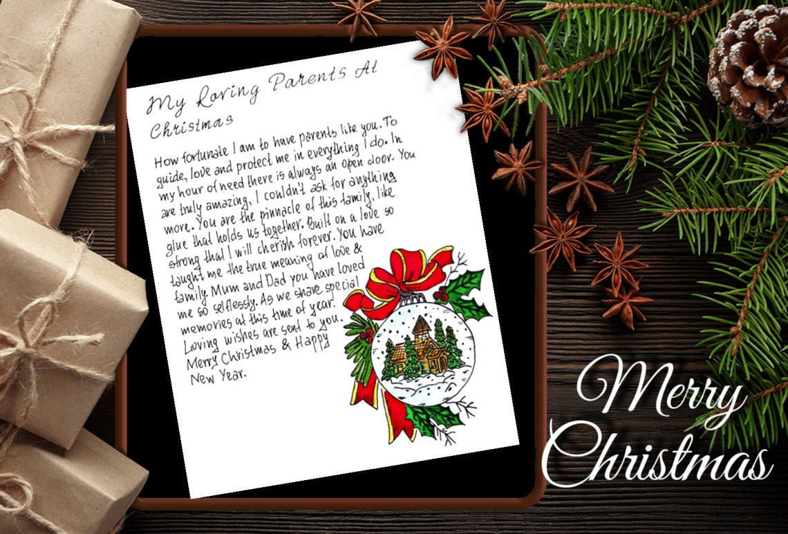 Christmas Card for Parents Print. Merry Christmas Card for Mom and Dad ...