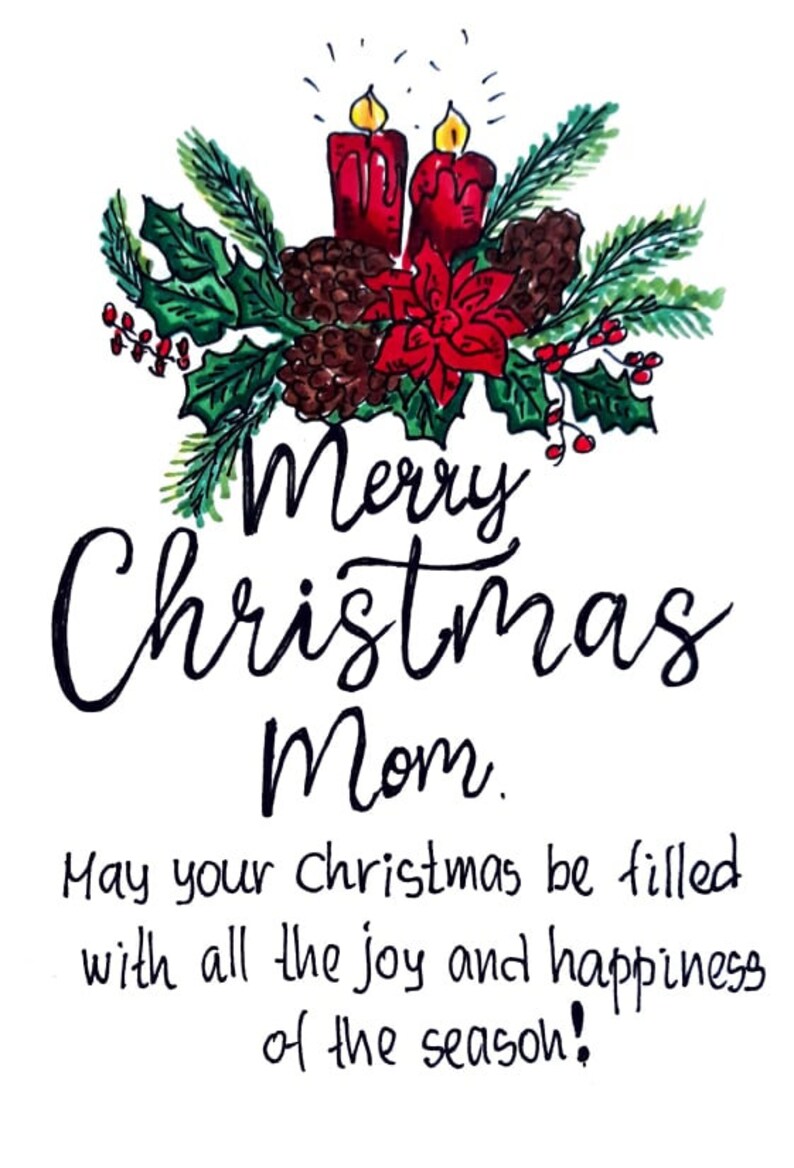 Merry Christmas Card for Mom. Christmas Wishes Card for Mom. Christmas ...
