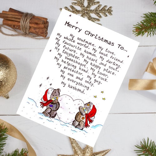 Merry Christmas to My Husband Printable Gift Card. Message Christmas
